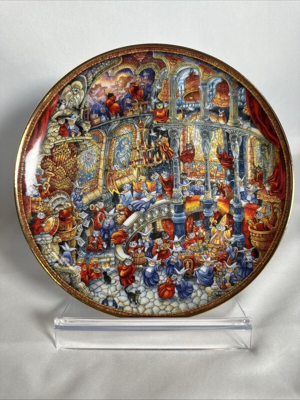Franklin Mint Holy Cats Limited Edition Kitty Cat Plate by Bill Bell Christmas